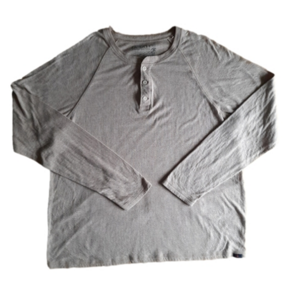 Faherty Henley Shirt Mens XL Long Sleeve Cloud Cotton Heathered Wheat